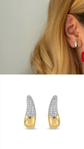 Two Tone Cz Pave Chunky Curved Horn Stud Earrings wholesale jewelry VIP 14K EARRINGS  Catwalk Jewellery Europe