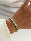 Silver Emerald Cut Cz Halo Rectangular Link Bracelet wholesale jewelry BRACELETS  Catwalk Jewellery Europe