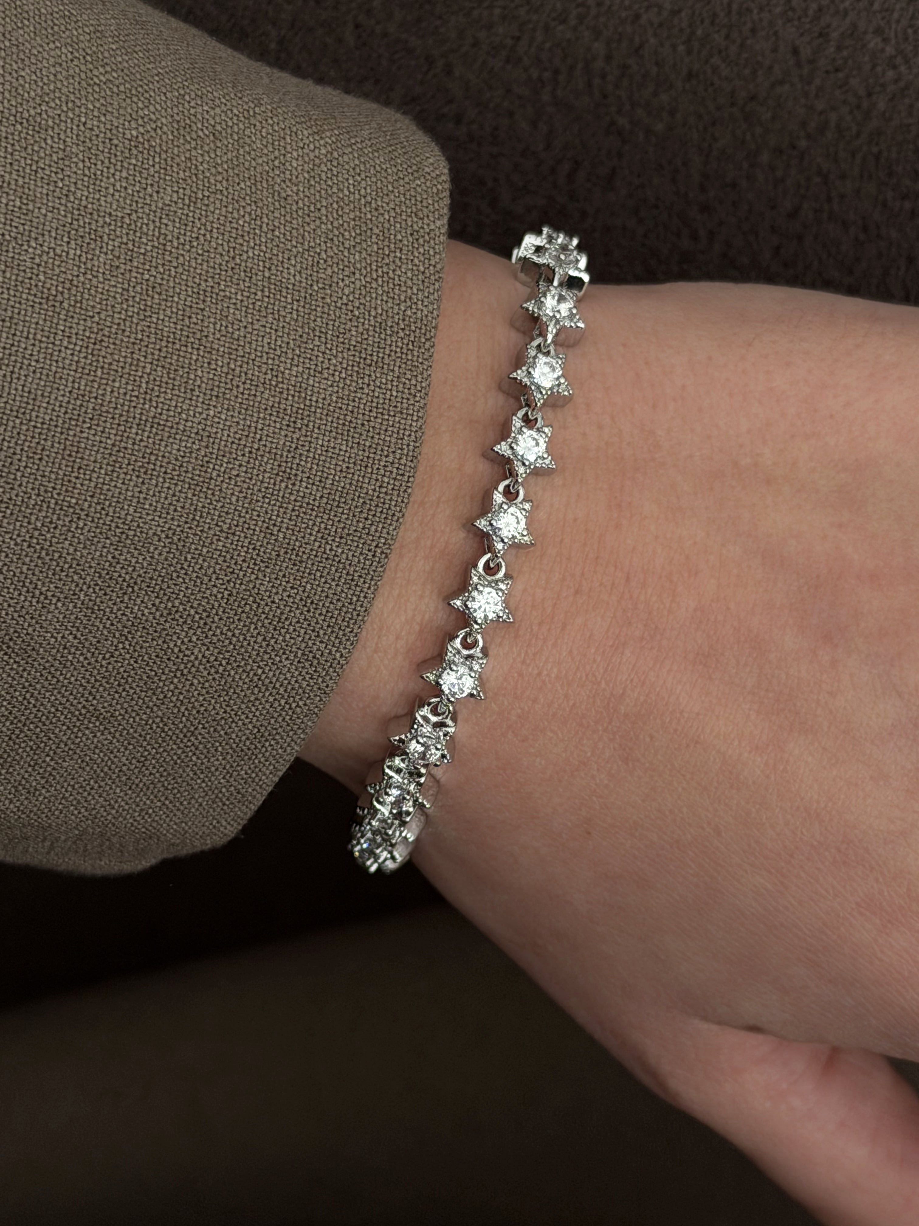 Silver Cz Pave Chunky Star Link Tennis Bracelet wholesale jewelry BRACELETS  Catwalk Jewellery Europe