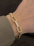 Gold Cz Pave Alternating Elongated Paperclip Link Bracelet wholesale jewelry BRACELETS  Catwalk Jewellery Europe