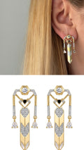 Gold Art Deco Geometric Cz Pave Chevron Dangle Earrings wholesale jewelry VIP 14K EARRINGS  Catwalk Jewellery Europe