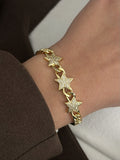 Gold Cz Pave Star Motif Curb Chain Bracelet wholesale jewelry BRACELETS  Catwalk Jewellery Europe
