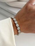 Silver Oval Cut Cz Halo Tennis Bracelet wholesale jewelry BRACELETS  Catwalk Jewellery Europe