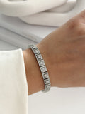 Silver Emerald Cut Cz Halo Link Bracelet wholesale jewelry BRACELETS  Catwalk Jewellery Europe