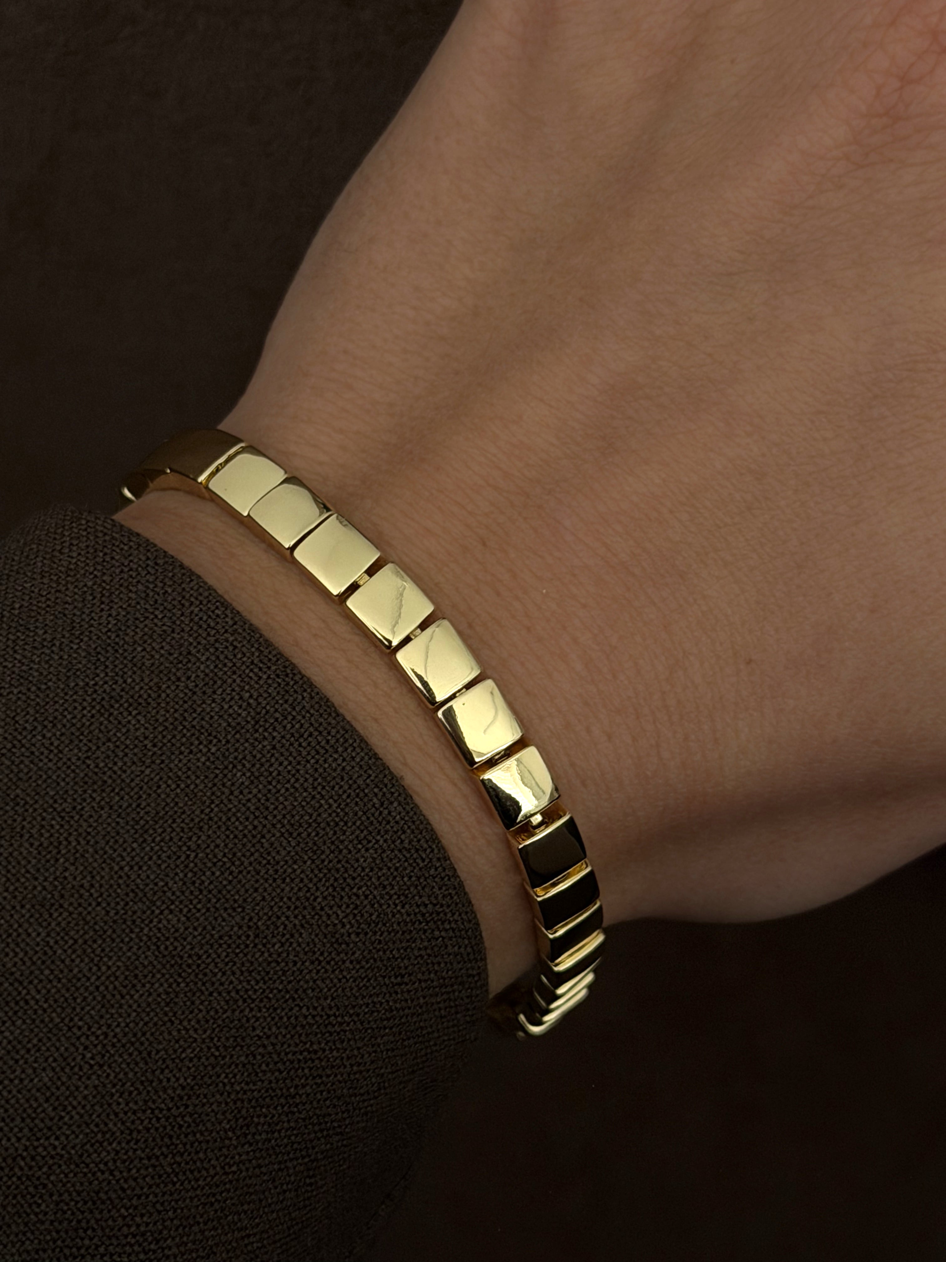 Gold Chunky Square Tile Link Bracelet wholesale jewelry BRACELETS  Catwalk Jewellery Europe