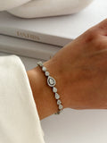 Silver Pear Cut Cz Halo Graduated Link Bracelet wholesale jewelry BRACELETS  Catwalk Jewellery Europe