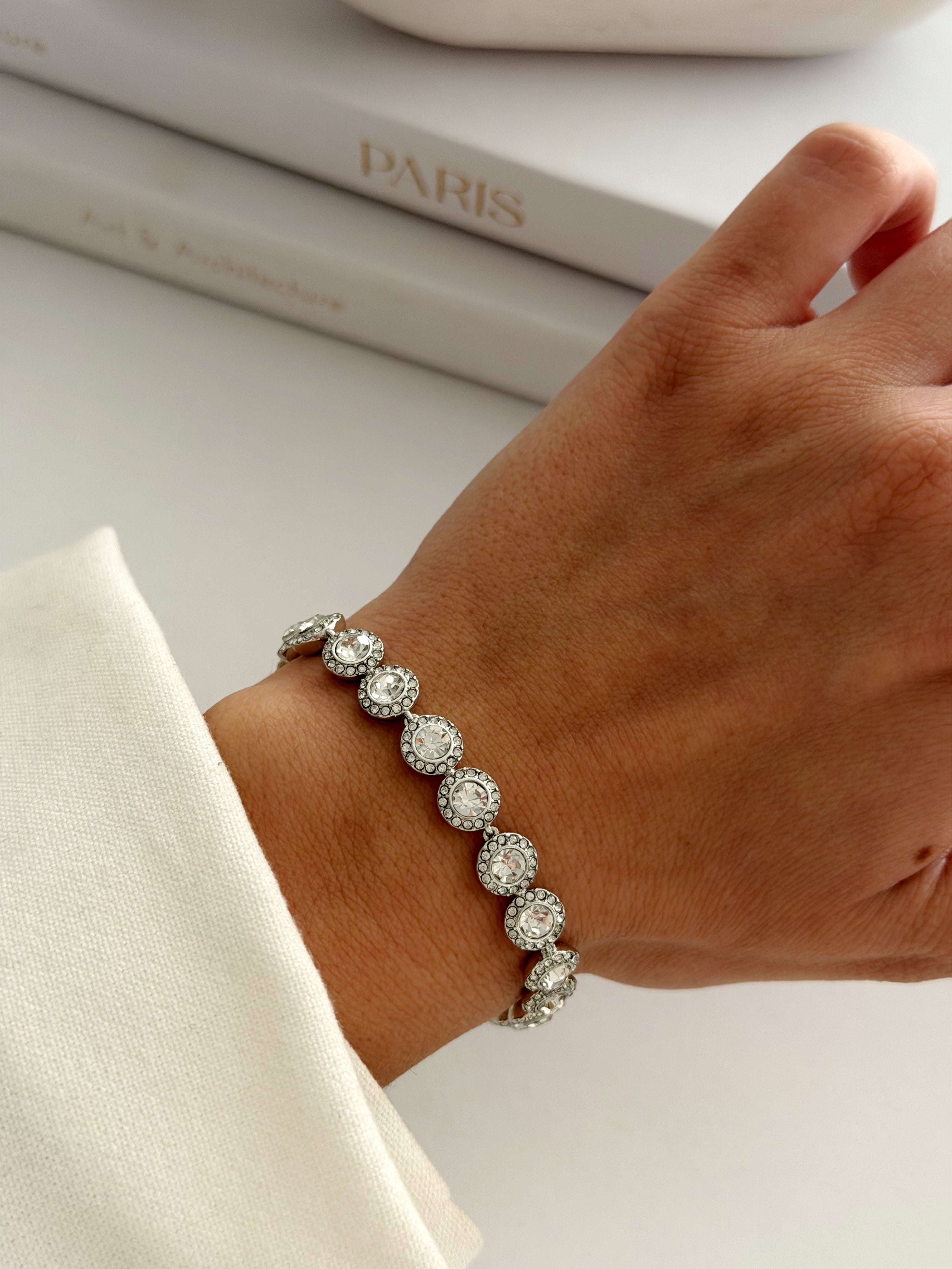 Silver Round Cut Cz Halo Tennis Bracelet wholesale jewelry BRACELETS  Catwalk Jewellery Europe