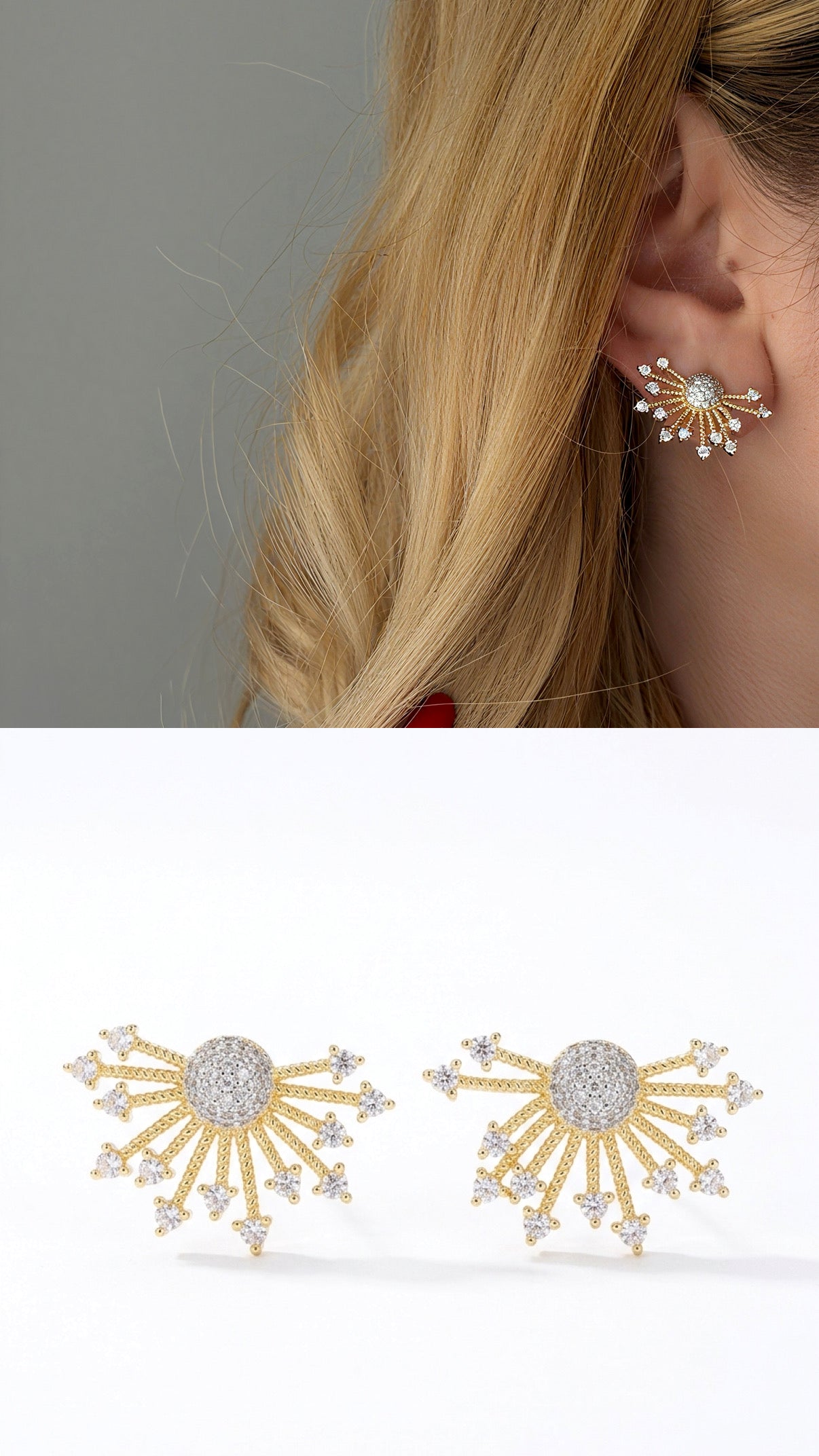 Two Tone Cz Pave Infinity Geometric Link Earrings wholesale jewelry VIP 14K EARRINGS  Catwalk Jewellery Europe