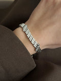 Silver Cz Pave Textured Double Disc Link Bracelet wholesale jewelry BRACELETS  Catwalk Jewellery Europe