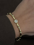 Gold Cz Pave Tapered Link Round Halo Station Bracelet wholesale jewelry BRACELETS  Catwalk Jewellery Europe