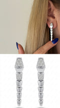 Silver Serpent Tail Geometric Cone Cz Pave Siren Chic Aesthetic Statement Earrings wholesale jewelry VIP 14K EARRINGS  Catwalk Jewellery Europe
