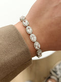 Silver Large Oval Cut Cz Halo Link Bracelet wholesale jewelry BRACELETS  Catwalk Jewellery Europe