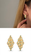 Gold Textured Conch Shell Turquoise Accent Stud Earrings wholesale jewelry VIP 14K EARRINGS  Catwalk Jewellery Europe