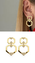 Gold Emerald Cut Cz Geo Starburst Ear Jacket Earrings V2 wholesale jewelry VIP 14K EARRINGS  Catwalk Jewellery Europe