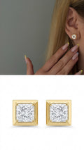 Gold Square Cz Textured Rope Border Stud Earrings wholesale jewelry VIP 14K EARRINGS  Catwalk Jewellery Europe