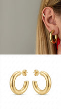 Gold Chunky Tube C Hoop Earrings wholesale jewelry VIP 14K EARRINGS  Catwalk Jewellery Europe