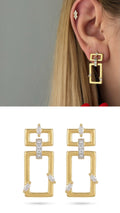 Gold Cz Pave Open Rectangle Link Drop Earrings wholesale jewelry VIP 14K EARRINGS  Catwalk Jewellery Europe