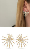 Gold Celestial Sunburst Cz Pave Curated Maximalism Late Summer Statement Earrings wholesale jewelry VIP 14K EARRINGS  Catwalk Jewellery Europe