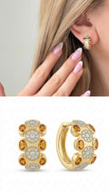 Gold Amber Cz Pave Cluster Chunky Huggie Hoop Earrings wholesale jewelry VIP 14K EARRINGS  Catwalk Jewellery Europe